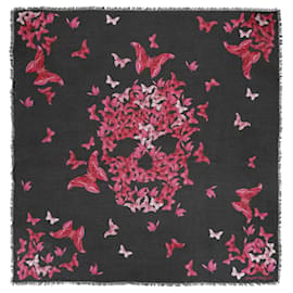 Sciarpa Teschio Farfalle Alexander McQueen Nero