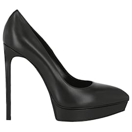 Saint Laurent-Saint Laurent Janis Plateaupumps aus Leder-Schwarz