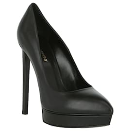 Saint Laurent-Zapatos de tacón con plataforma de cuero Janis de Saint Laurent-Negro