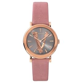 Versace-Virtus Leather Watch-Pink