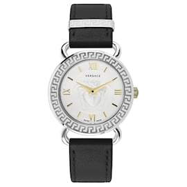 Versace-Medusa Leather Watch-Metallic