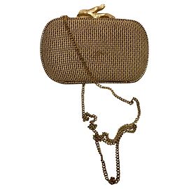 Diane Von Furstenberg DvF Lytton pochette/corssobdy in rafia Metallico Gold hardware