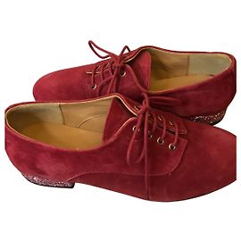 Mellow Yellow Derbies with glitter heels Dark red