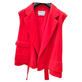 Yves Saint Laurent-YsL cashmere sleeveless jacket-Red