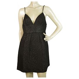 Milly of New York Black Shiny Spaghetti Straps Back Bow Mini Dress – Size 4 Black