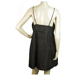 Milly-Milly of New York Mini abito nero lucido con spalline sottili e fiocco sul retro – Taglia 4-Nero