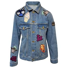 Kenzo Patch Denim Jacket in Blue Cotton Blue
