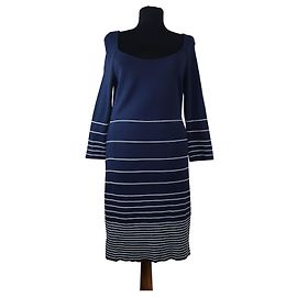 Georges Rech Kleid blau gestreift Weiß Blau