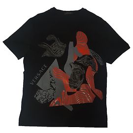 Camiseta Versace de algodón negra multicolor Negro Multicolor