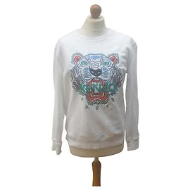 Kenzo Sweatshirt mit Logo und Patch Weiß
