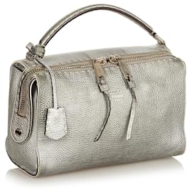 Fendi-Cartable en cuir argenté Fendi Selleria-Argenté