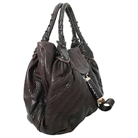 Fendi-Fendi Brown Spy Leather Handbag-Brown,Dark brown
