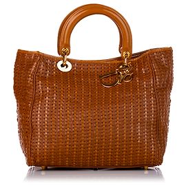 Dior marrom tecido macio senhora Dior bolsa de couro Marrom