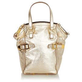Yves Saint Laurent YSL Gold Mini Downtown Metallic Lederhandtasche Golden