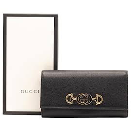 Gucci-Gucci Zumi Posillipo Black Leather woman wallet 573612-Black
