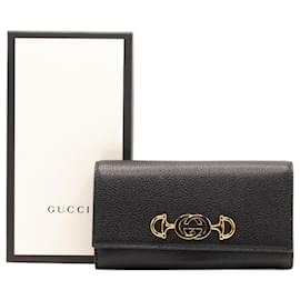 Gucci-Portefeuille femme Gucci Zumi Posillipo en cuir noir 573612-Noir