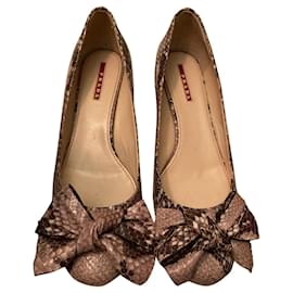 Prada Brown Python Bow Pumps Brown Brown