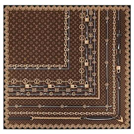 Louis Vuitton-Le foulard en soie Monogram Forever-Marron foncé