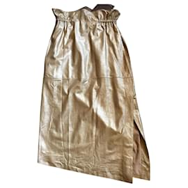 Louis Vuitton-Leather skirt-Golden