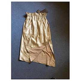 Louis Vuitton-Leather skirt-Golden