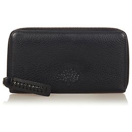 Cartera larga de cuero negro Mulberry Negro