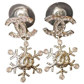 Chanel CC A19Pendientes B Snowflake SHW Plata