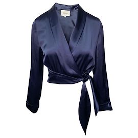 Blusa com efeito envolvente Nanushka Salome em cetim azul Azul