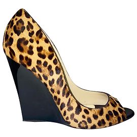 Cunhas de peep toe com estampa de leopardo Jimmy Choo em lã multicolorida Outro