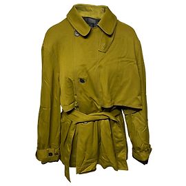 Haider Ackermann Trenchcoat mit Bindegürtel in Grüner Viskose Grün