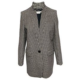 Stella Mc Cartney Abrigo Stella McCartney de pata de gallo en lana negra y blanca Negro