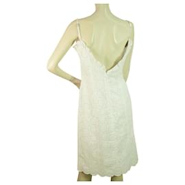 Moschino-Moschino Jeans White Broderie Knee Length Sleeveless Summer Mini Dress Size 44-White