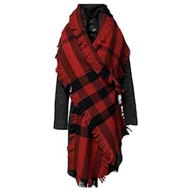 Burberry-écharpe en laine à carreaux burberry neuve avec sac en papier-Noir,Rouge