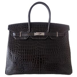 Hermès Borsa HERMES BIRKIN 35 coccodrillo Grigio Grigio antracite