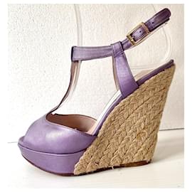Versace-Versace high wedge heels in metallic lilac-Purple,Metallic