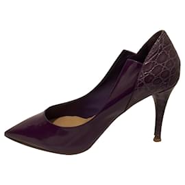 Chloé-Sapatos de couro envernizado em roxo escuro-Roxo,Roxo escuro