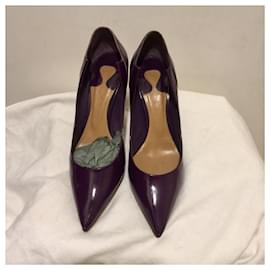 Chloé-Sapatos de couro envernizado em roxo escuro-Roxo,Roxo escuro