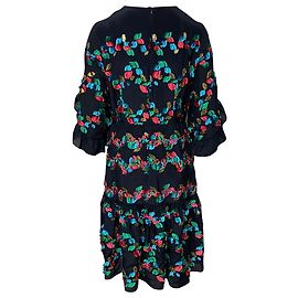 Peter Pilotto Besticktes Kleid aus schwarzer Seide Schwarz