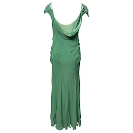 Alberta Ferretti-Alberta Ferretti Schulterfreies, abgestuftes Kleid aus grünem Polyester-Grün
