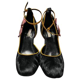 Autre Marque-Fabrizio Viti Violets For Your Fur Pumps in Black Fur-Black