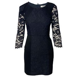 Mini-robe en dentelle à manches longues Tibi en nylon noir Noir
