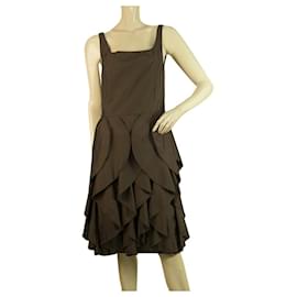 Autre Marque-Isaac Mizrahi for Target Brown Ruffles Sleeveless Knee Length Dress size 10-Brown