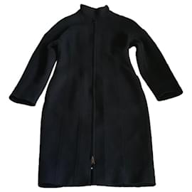 Fendi-Manteau Fendi en laine à bords bruts-Bleu Marine