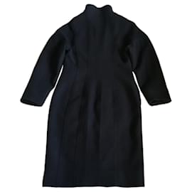 Fendi-Manteau Fendi en laine à bords bruts-Bleu Marine