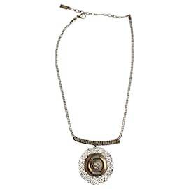 Satellite-Necklace with bib pendant-Silvery,White