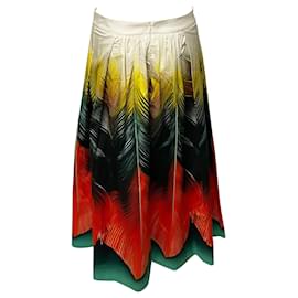 Mary Katrantzou-Mary Katrantzou Folk-print Midi Skirt In Multicolour Cotton-Multiple colors
