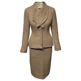 Saia Blazer de duas peças Alexander McQueen em lã bege Bege