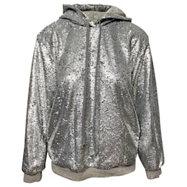 Robert Rodriguez Pailletten-Kapuzenpullover aus silberfarbenem Polyester Silber Metallisch