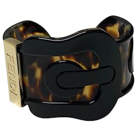 Fendi-Fendi Bangle Cuff in Brown Plastic-Brown