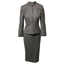 Blazer e saia Alexander McQueen Pinstripe em lã cinza Cinza
