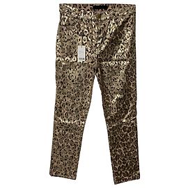 J Brand Ruby Leopard Foil Jeans in Gold Cotton Golden Metallic